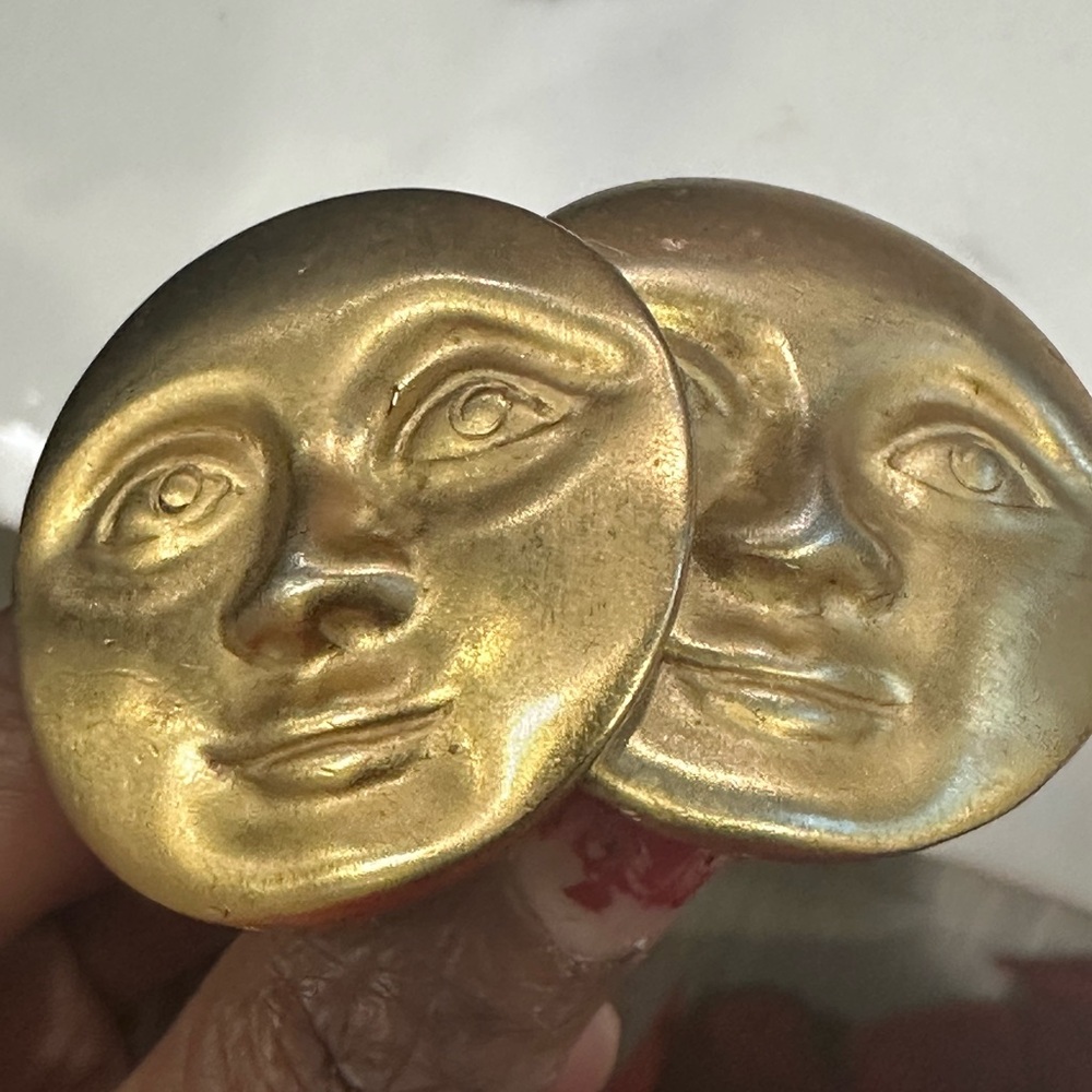 Gold-Tone Crescent Face Earrings